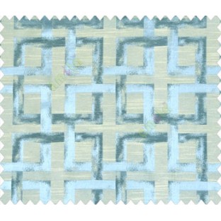 Square maze continuous design oil painting finish self design Sky Blue Beige main curtain